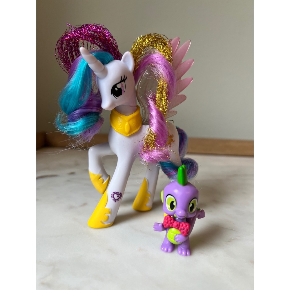 My Little Pony Spike and Princess Celestia with Tinsel Hair Figure G4 2011